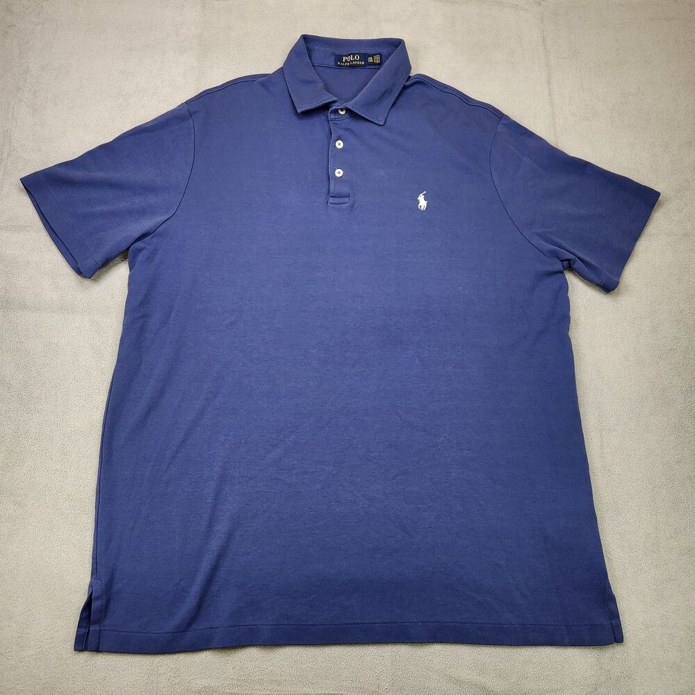 Polo Ralph Lauren Polo Shirt‎ Men's 2XL Blue Short Sleeve Stretch Pony Casual